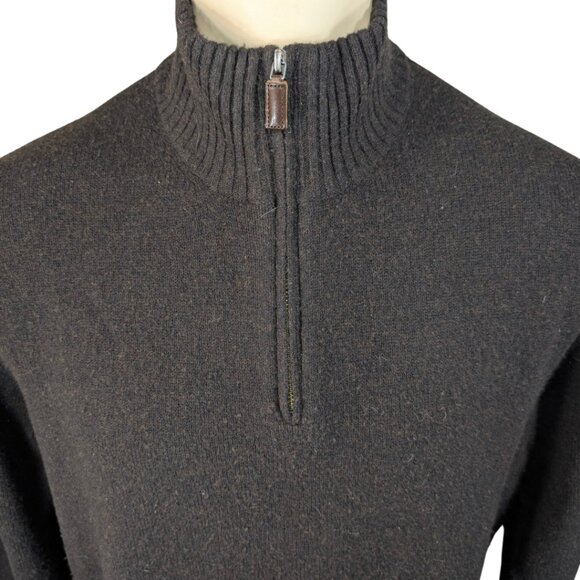 J.Crew Men's Large Brown Lambs Wool 1/4 Zip Pullover Sweater - Picture 4 of 8